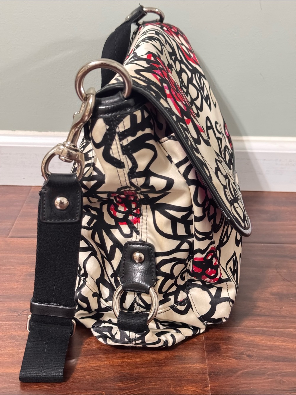 Coach Y2K Sateen Poppy Daisy Kyra Floral Graffiti Large Messenger Crossbody Bag - Picture 6 of 12